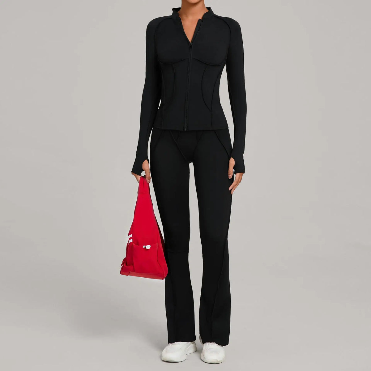 New Gym Yoga Outfit for Women Zipper Long Sleeve Fitness Suit Daily Casual Running Fitness Sportswear Two-Piece Sets Coat+Pants