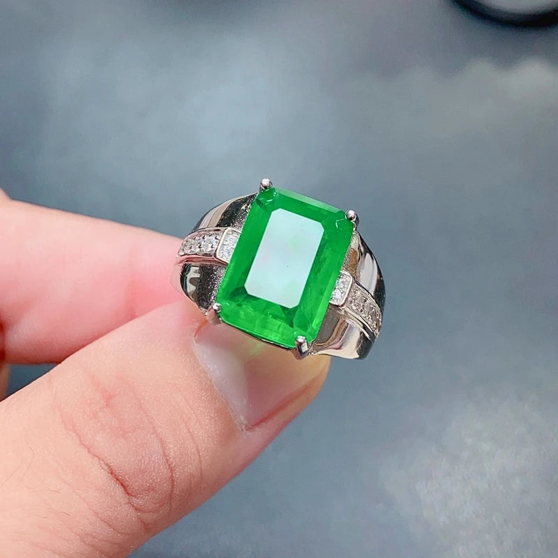 natural  emerald ring new 925 Sterling Silver Gemstone precious gemstone precious gift