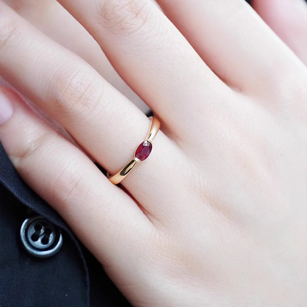 Refined S925 Sterling Silver Gold-plated ruby red zircon Ring For Women Casualfashion Design Luxury easiest