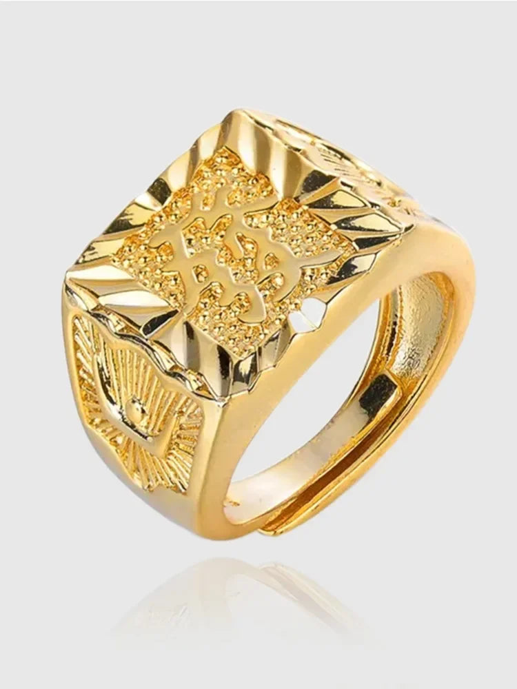 Real 18K Gold Ring for Men Anillos Mujer Rock Gemstone Genuine 18 K Gold Jewelry  Anillos De Hiphop Origin Rings Box Bizuteria