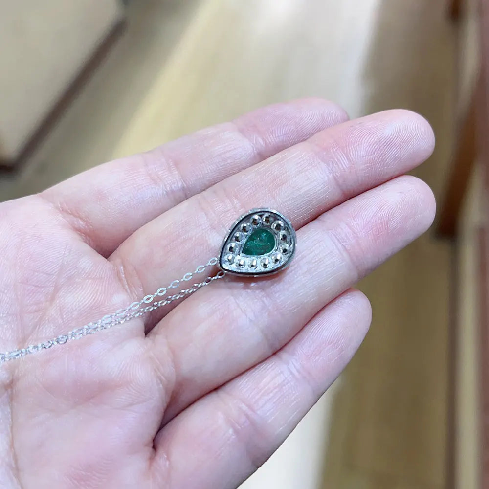 Genuine Emerald Pendant 6mm*8mm Natural Colombian Emerald Necklace Pendant 925 Silver Jewelry with 18K Gold Plating