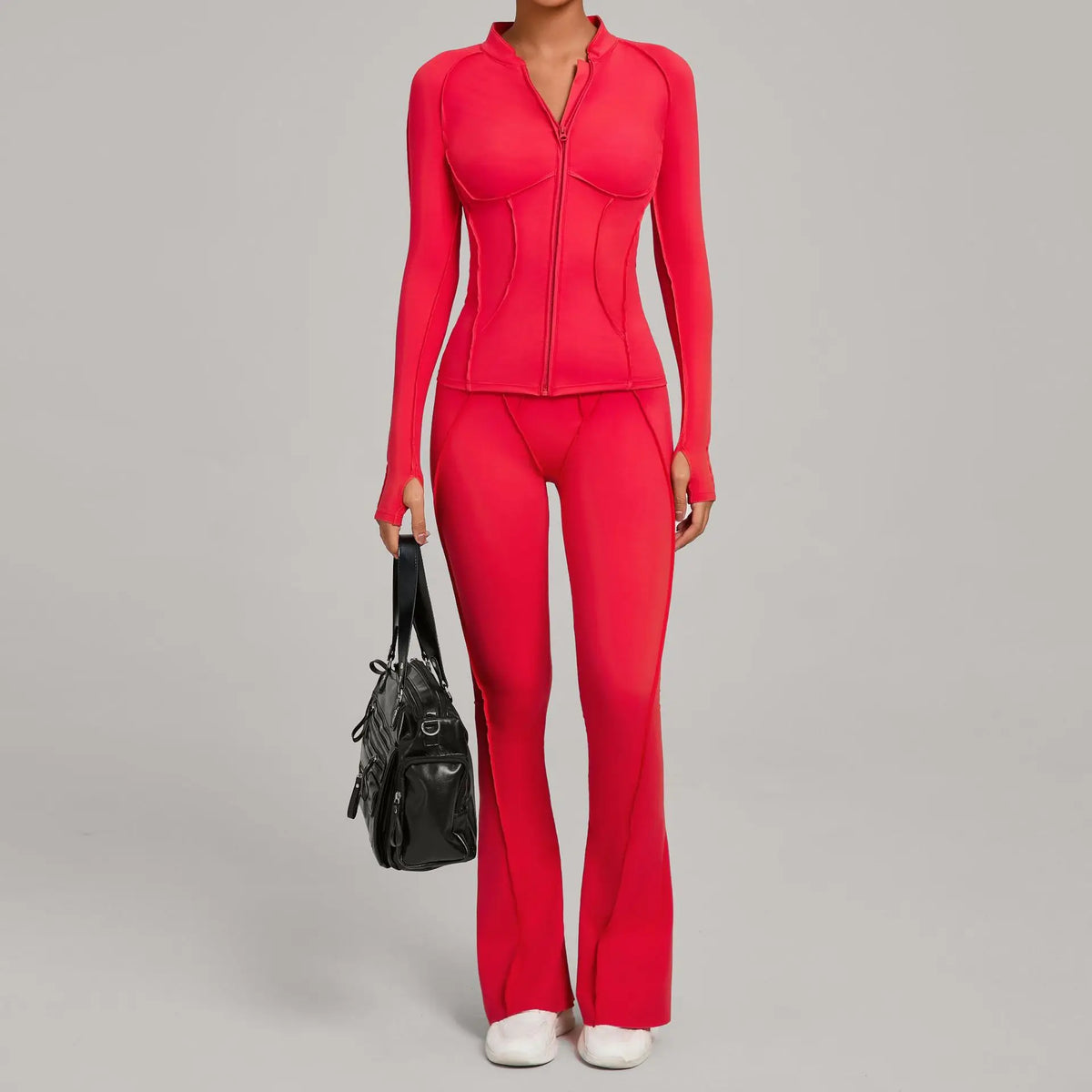 New Gym Yoga Outfit for Women Zipper Long Sleeve Fitness Suit Daily Casual Running Fitness Sportswear Two-Piece Sets Coat+Pants