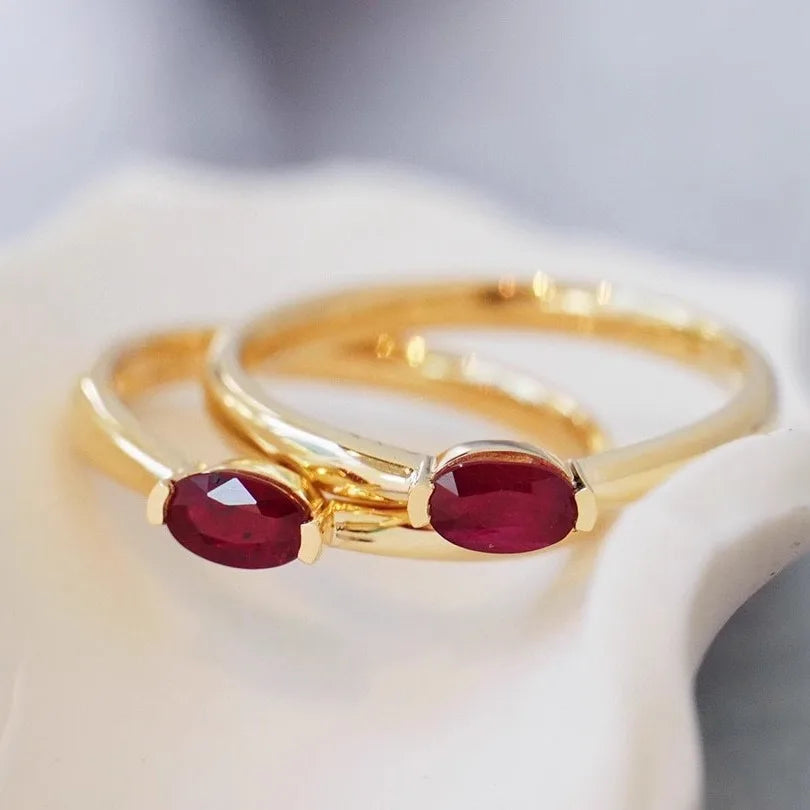 Refined S925 Sterling Silver Gold-plated ruby red zircon Ring For Women Casualfashion Design Luxury easiest
