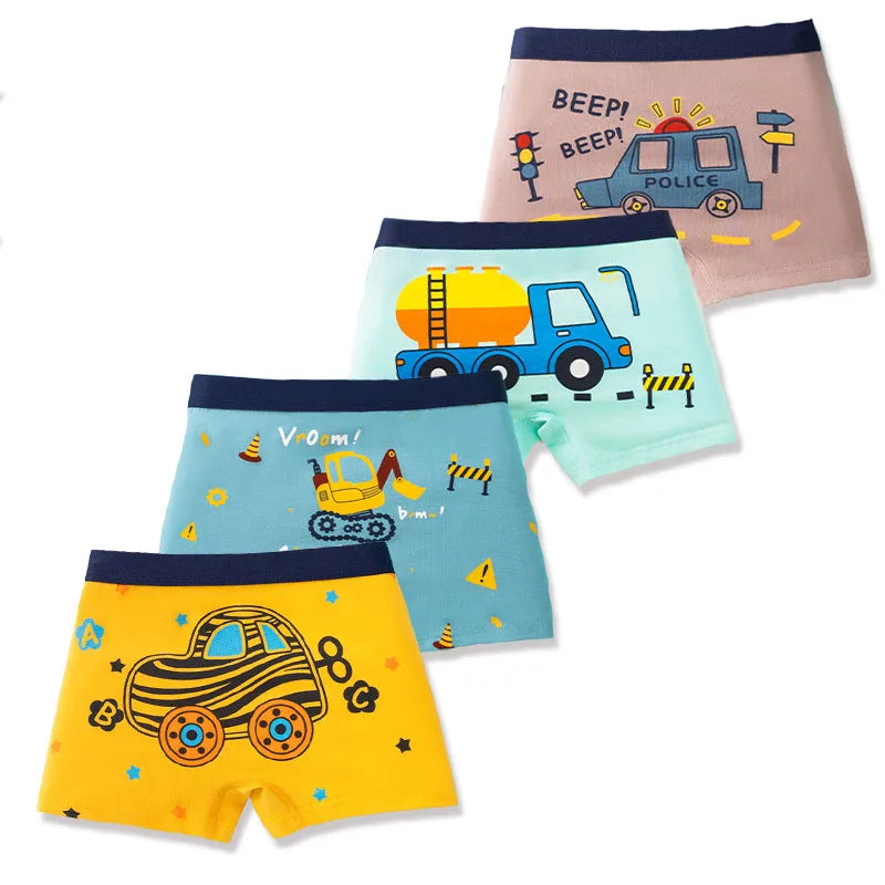 Multipack Dinosaur Pattern Athflow Style Boys Boxer Briefs Cotton Kids Boxers Breathable Children Underwear For 3-12 Years Old