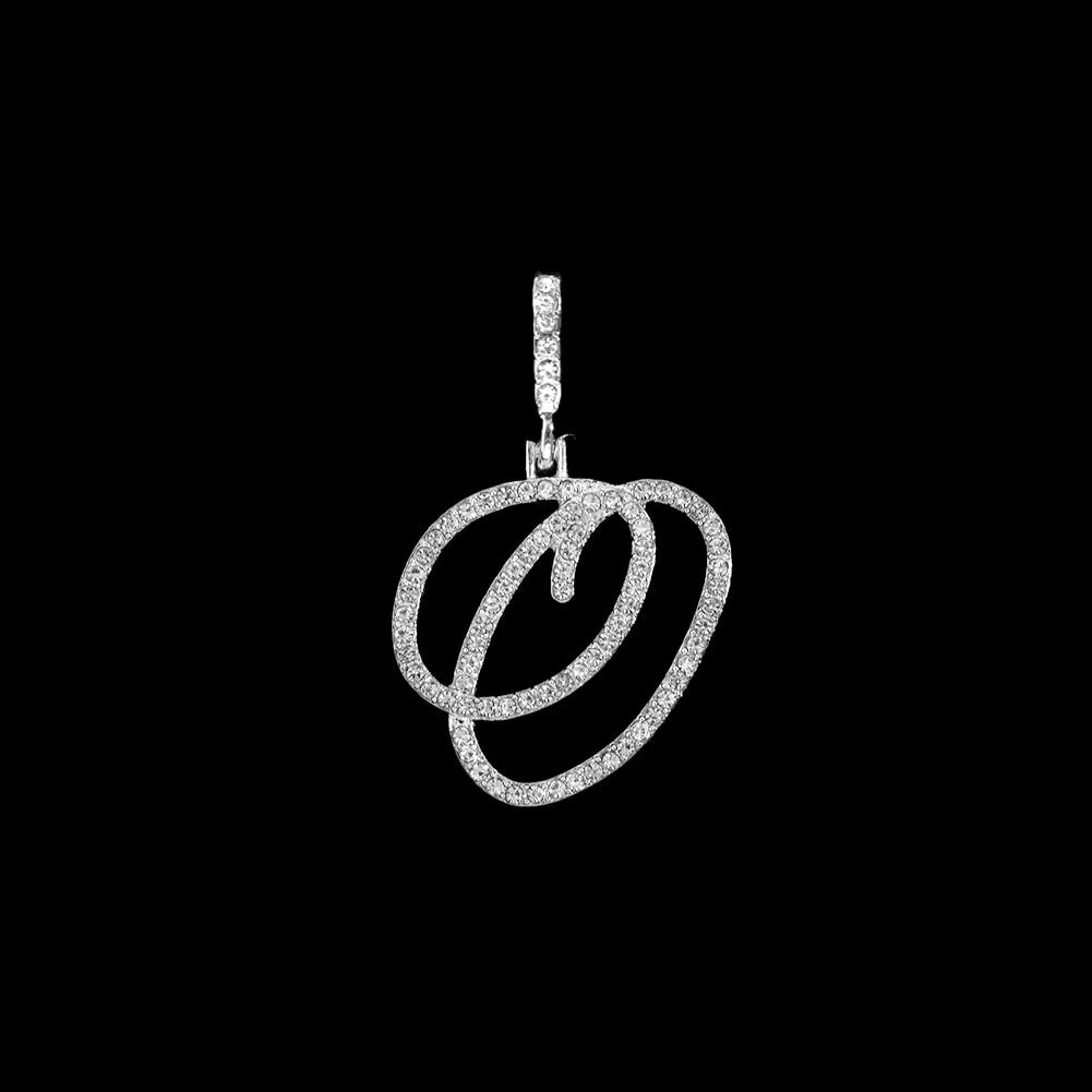 Fashion 26 Cursive Initial Letter Zircon Pendant Necklace For Women Shiny Crystal Alphabet Rope Chain Necklace Hip Hop Jewelry