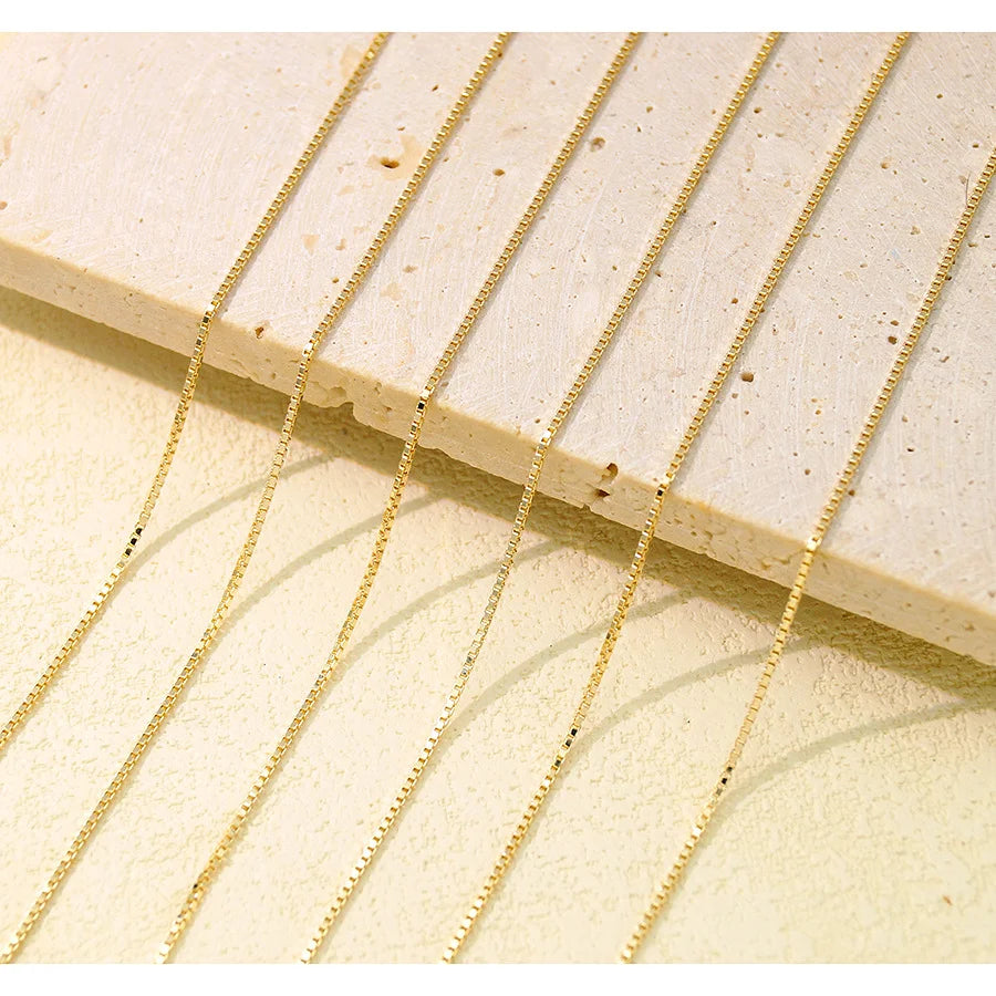 14k Gold Box Chain Simple Minimalist Thin Necklace Simple Yet Luxury High-end Feel Collar Chain for Woman Banquets Jewelry Gifts