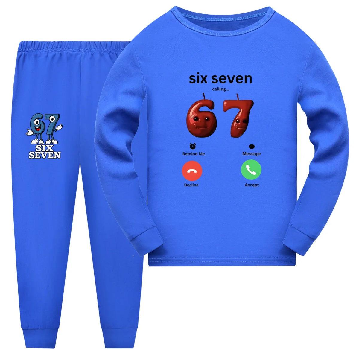 New Game Steal A Brainrot Pyjama Kids Long Sleeve Pajamas Girls No. 67 Six Seven Tshirt Pants 2pcs Sets Boys Sleepwear