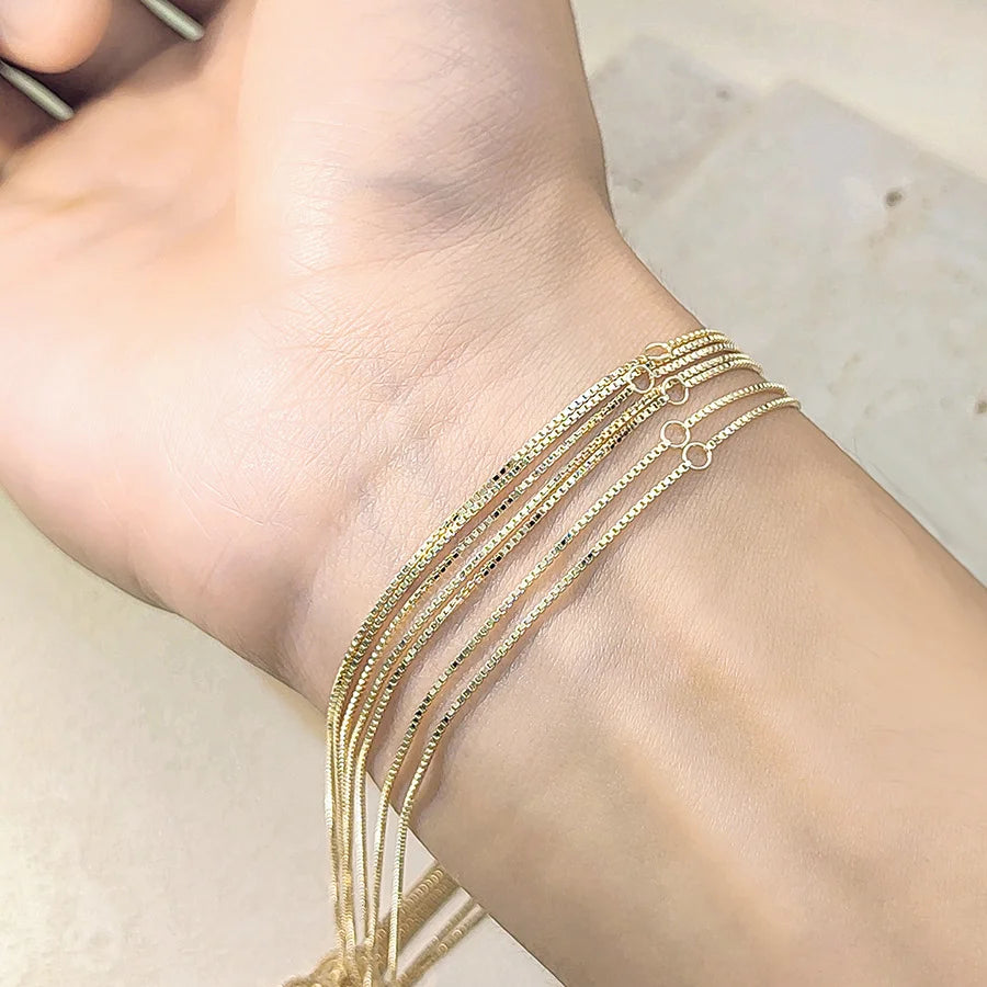 14k Gold Box Chain Simple Minimalist Thin Necklace Simple Yet Luxury High-end Feel Collar Chain for Woman Banquets Jewelry Gifts