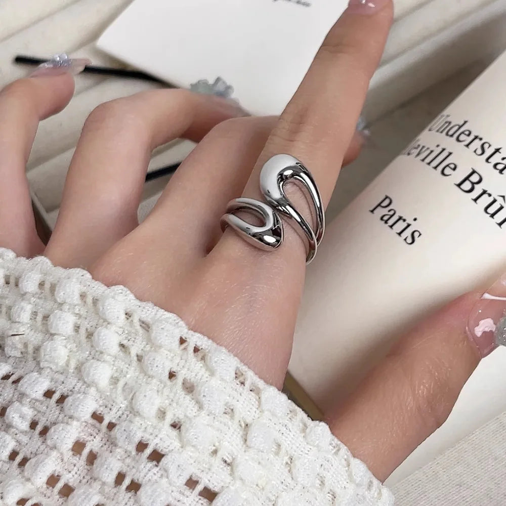 New Adjustable Colorful Drip Glaze Ring Women Fashion Retro Geometric Gold Colour Metal Rings Wedding Jewelry Birthday Gift