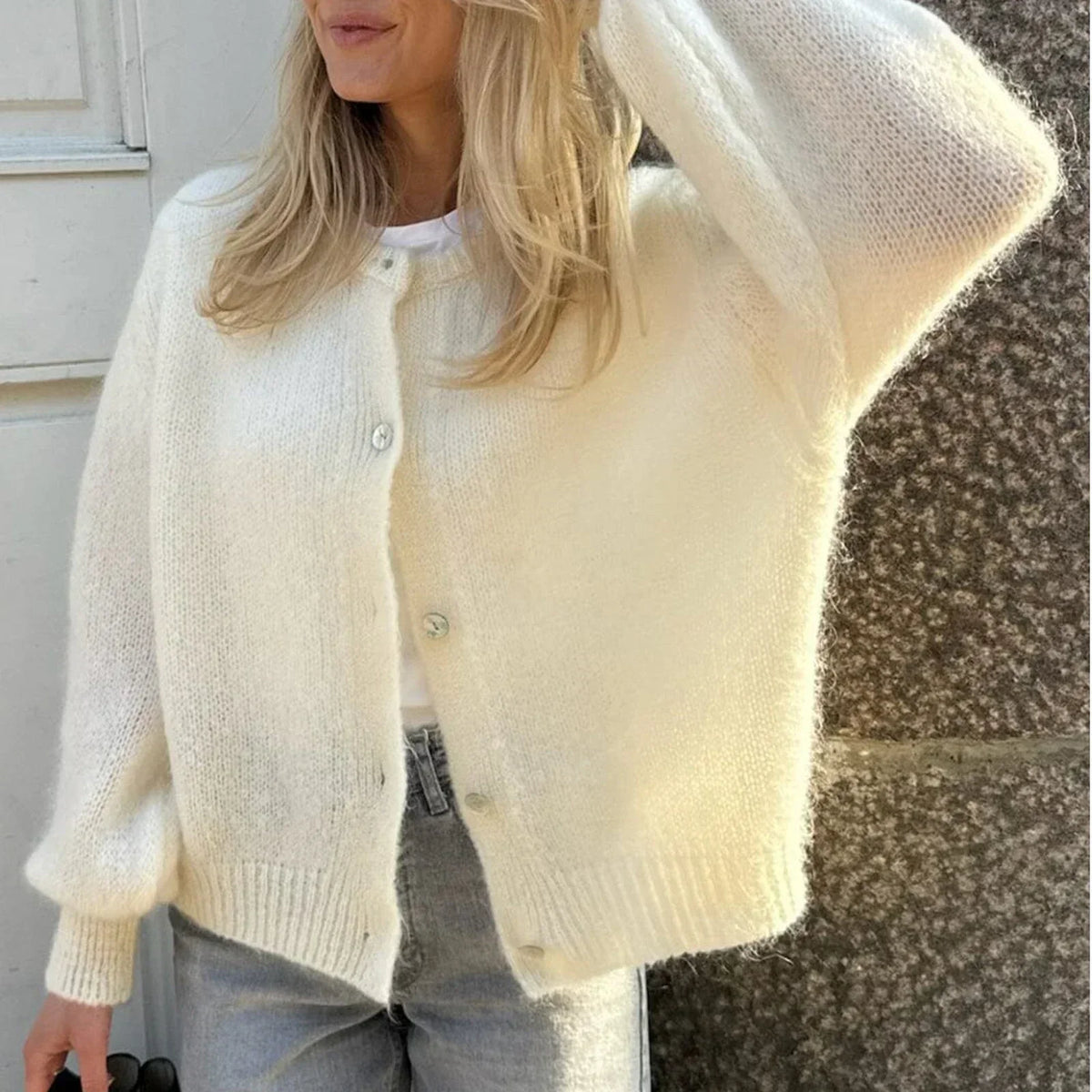 Women Solid Knitted Single Breasted Cardigan O-neck Long Sleeve Loose Soft Sweater 2024 Autumn Lady Knitwear ﻿